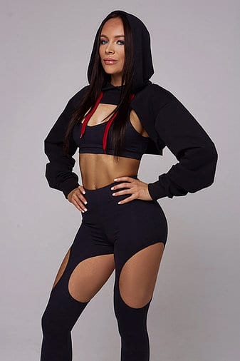 HELEN WEAR BRAND CROPPED HODDIE MAGIC- SVART