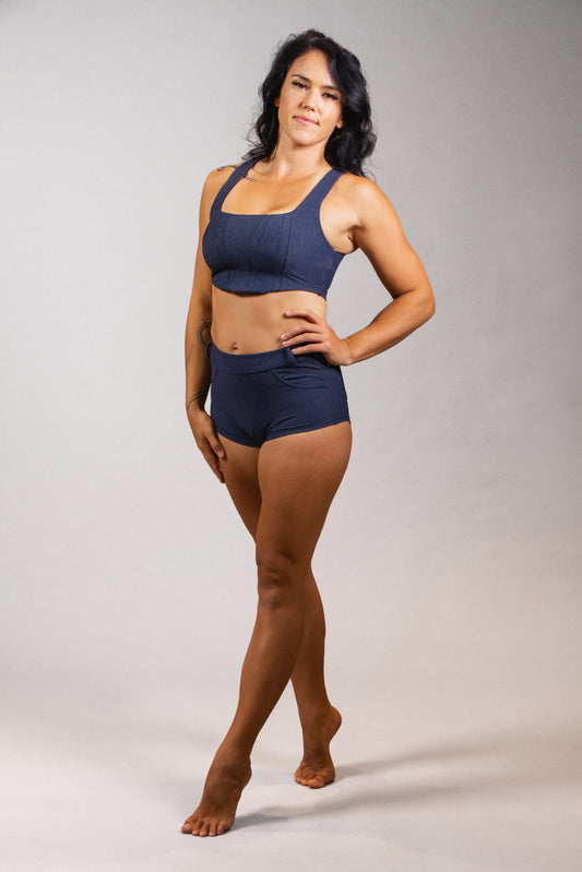 OFF THE POLE DENIM TOP- BLÅ