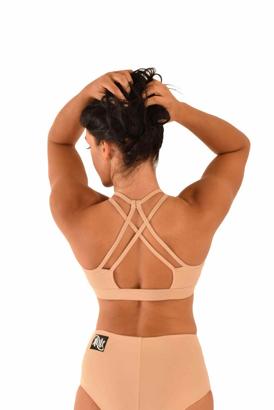 OFF THE POLE EMBOSSED SPORTS BH - LATTE