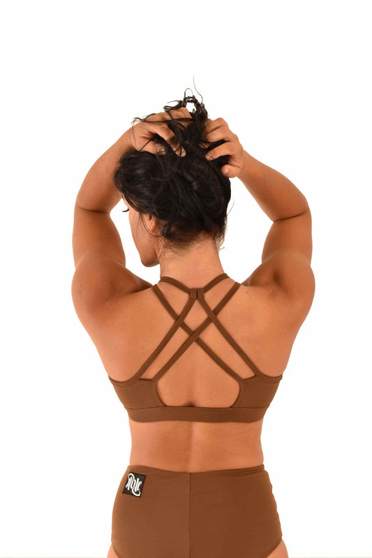 OFF THE POLE EMBOSSED SPORTS BH - MOCHA