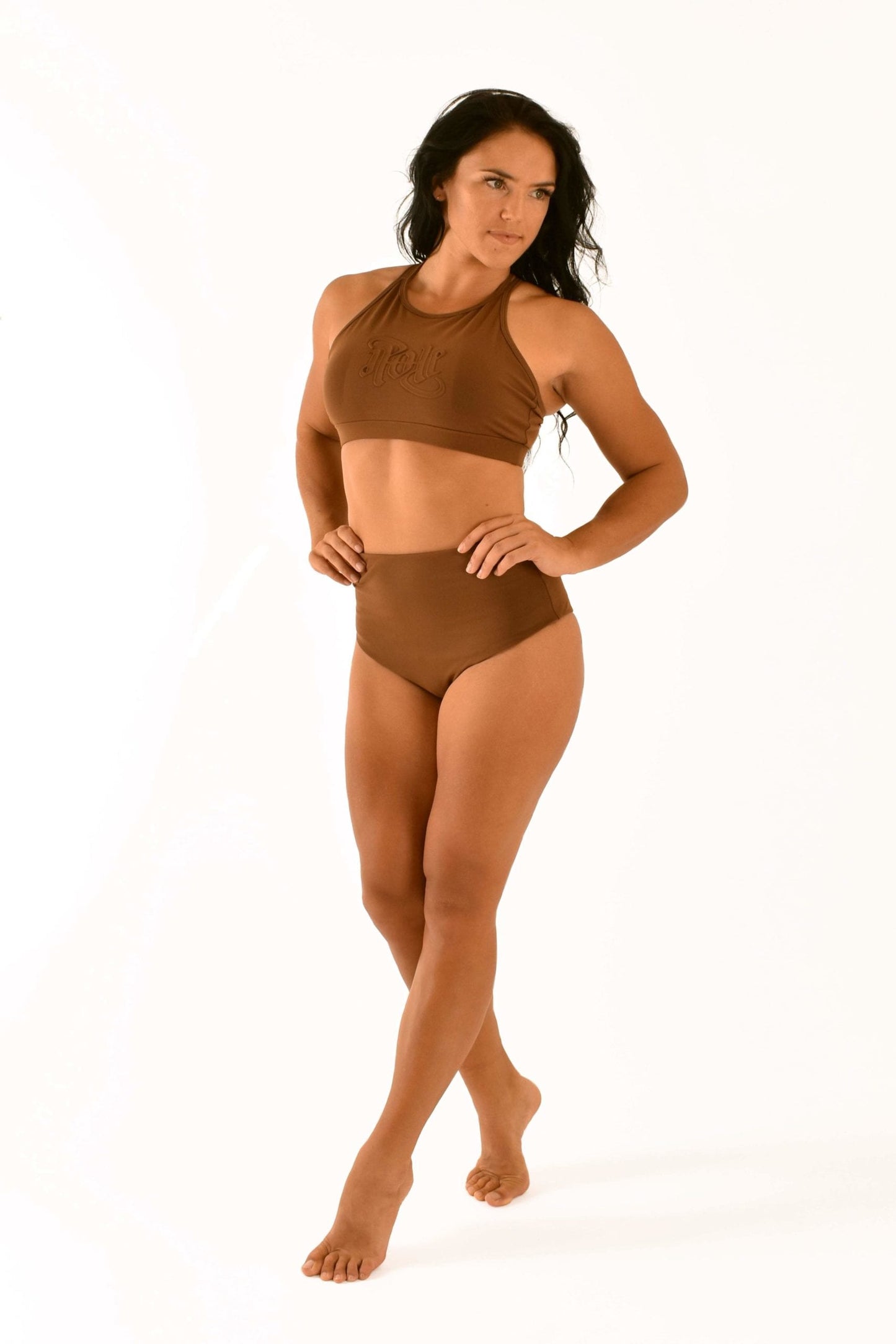 OFF THE POLE EMBOSSED SPORTS BH - MOCHA