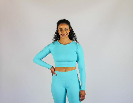 OLRA ACTIVEWEAR- SIGNATURE CROP TOP- OCEAN BLUE