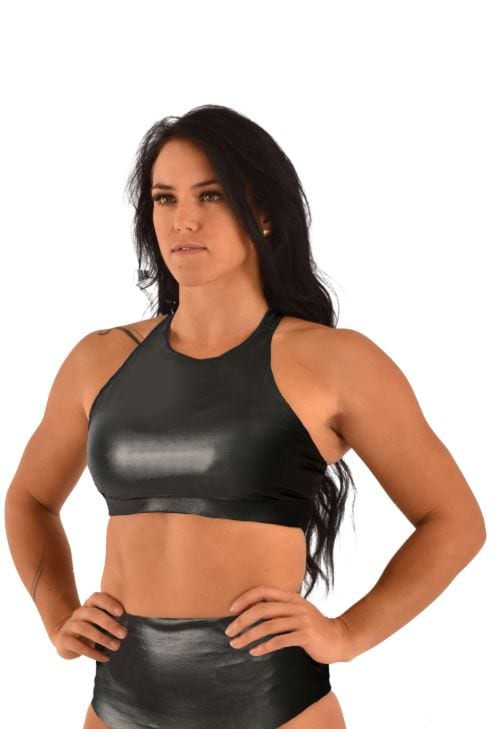 OFF THE POLE EMBOSSED SPORTS BH- SHINY BLACK