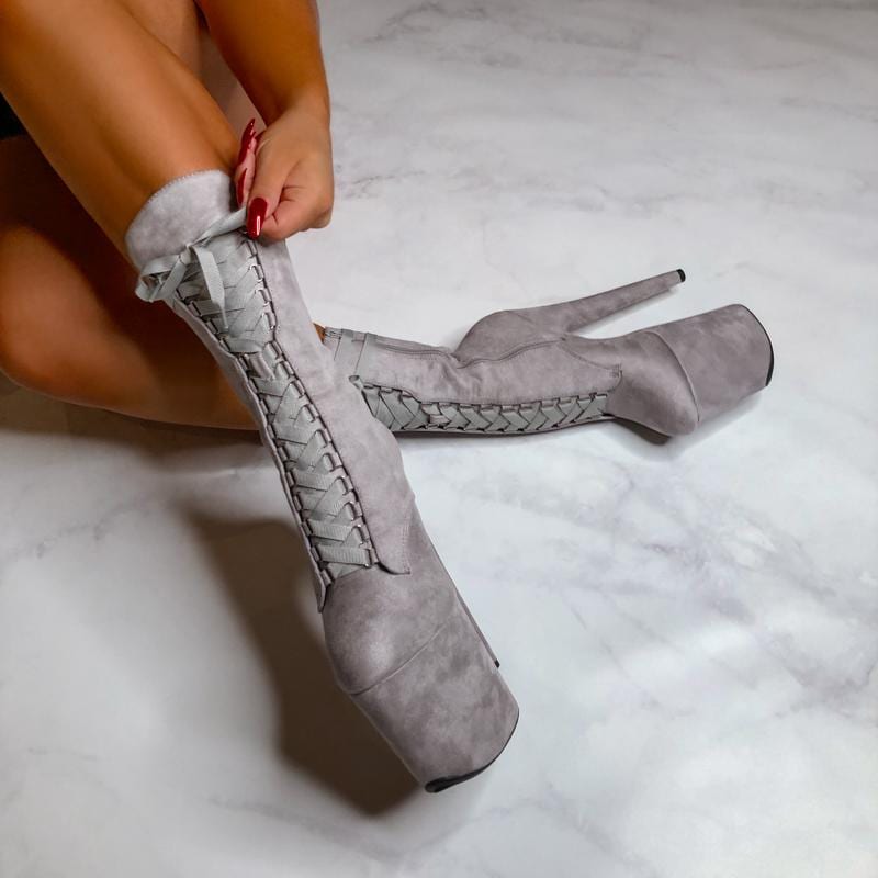 HELLA HEELS HIGH BABYDOLL LIGHT GREY