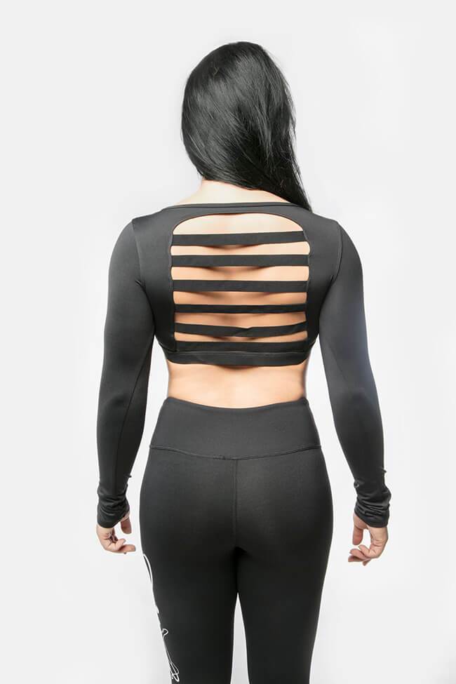 SECOND HAND - OTP SIGNATURE CROP TOPP – SVART