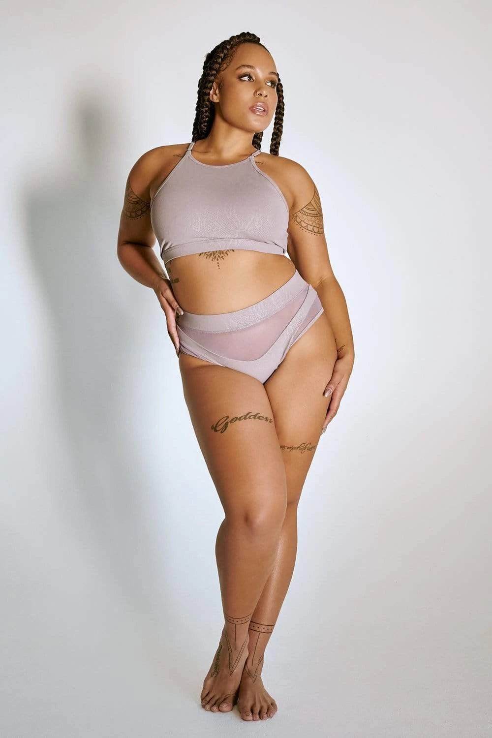 CREATURES OF XIX - GODDESS HIGH WAIST SHORTS- LILAC SNAKE