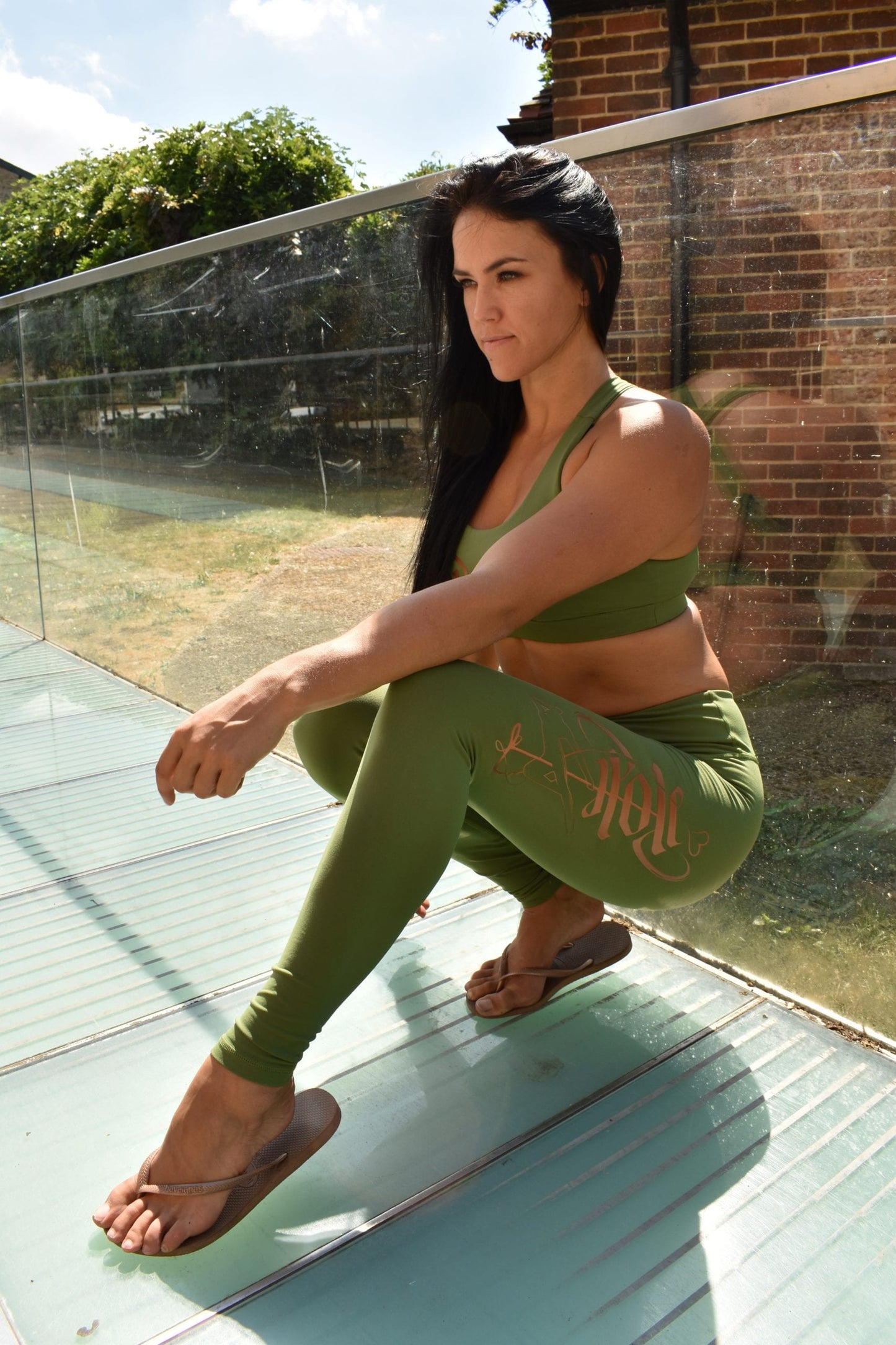 OFF THE POLE SIGNATURE LEGGINGS – KHAKI / COPPER ROSE