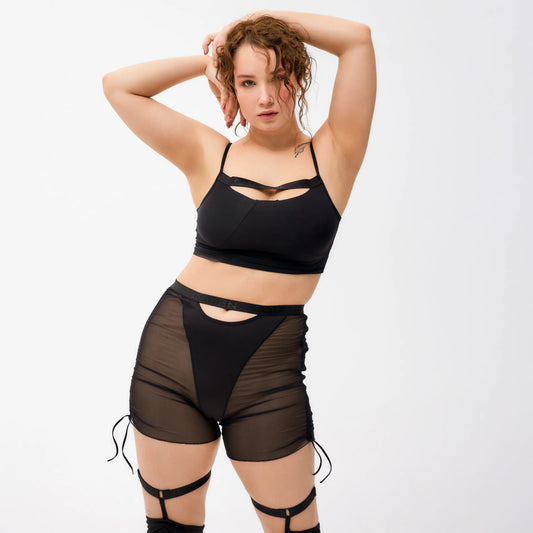 QUEEN - LANGE SHORTS MED MESH – ESSENTIAL – SVART