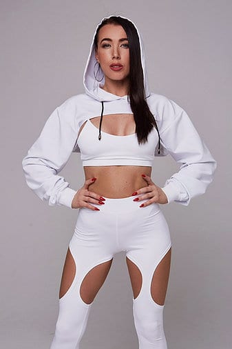 HELEN WEAR BRAND CROPPED HODDIE MAGIC- HVIT
