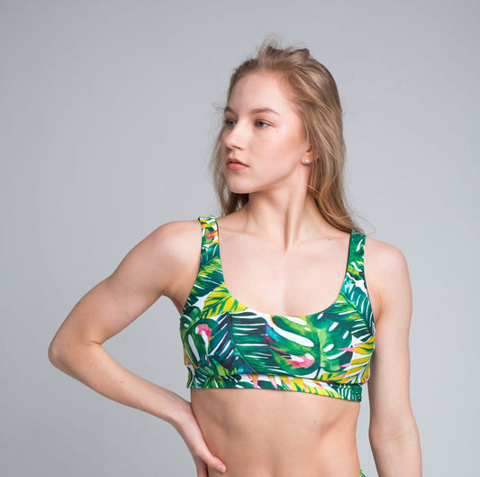 SHARK POLEWEAR- DOUBLE SIDED TOP- GREEN FERN/BEIGE