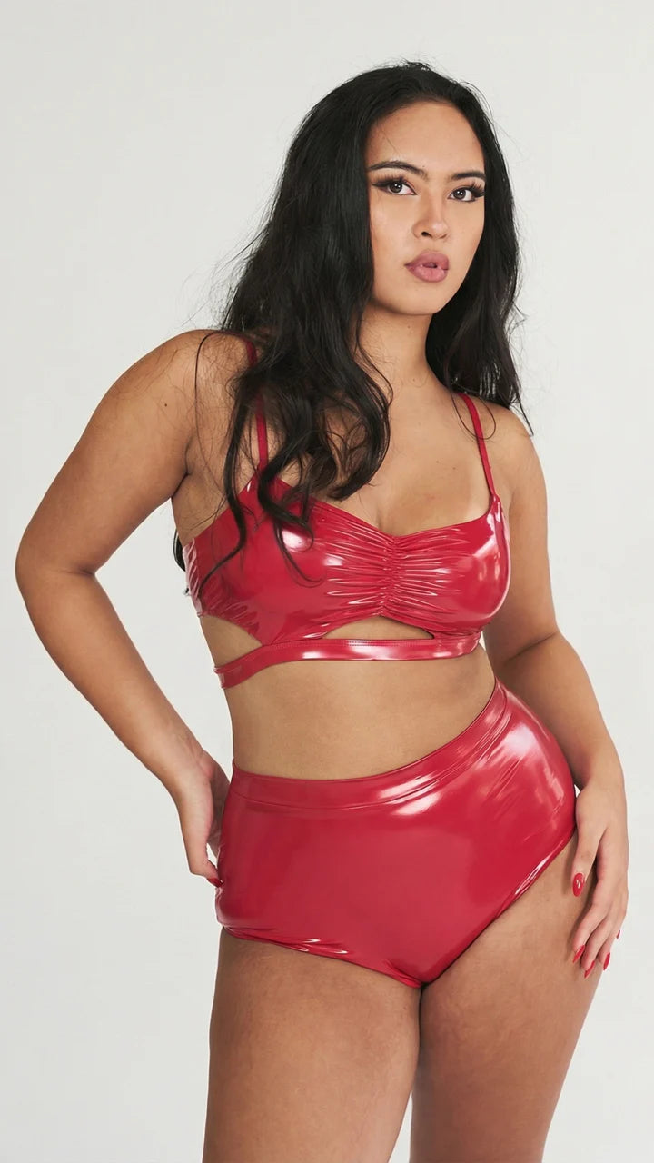 LUNALAE HIGH WAIST BASIC SCRUNCH SHORTS - PU FLERE FARGER