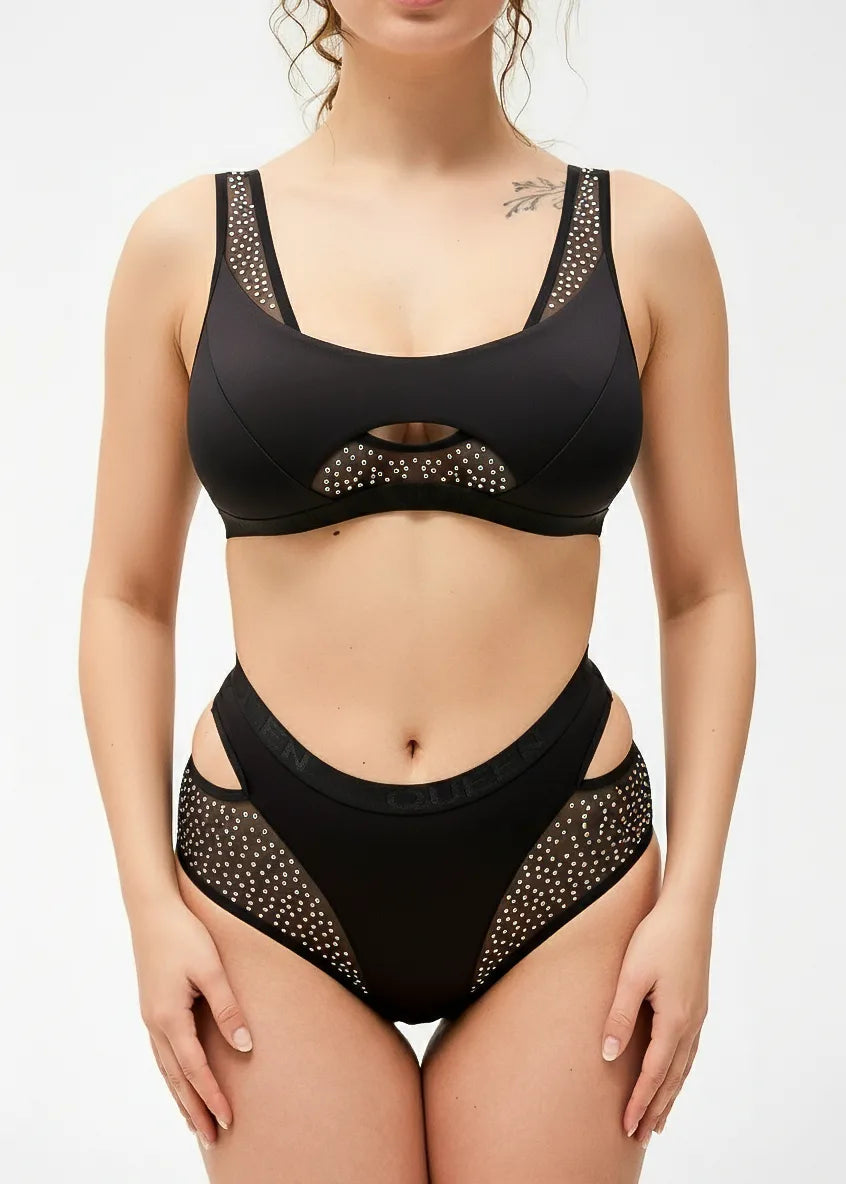 QUEEN - HIGH WAISTED SHORTS WITH MESH – CANDY SHINE - FLERE FARGER