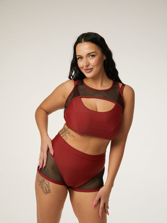 POLERINA-SHORTS- MØRKE  RØD