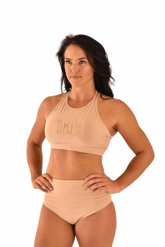 OFF THE POLE EMBOSSED SPORTS BH - LATTE