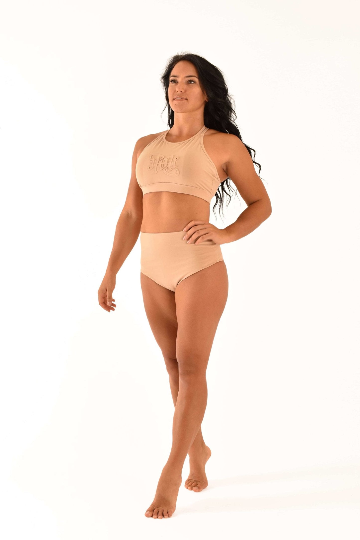 OFF THE POLE EMBOSSED SPORTS BH - LATTE