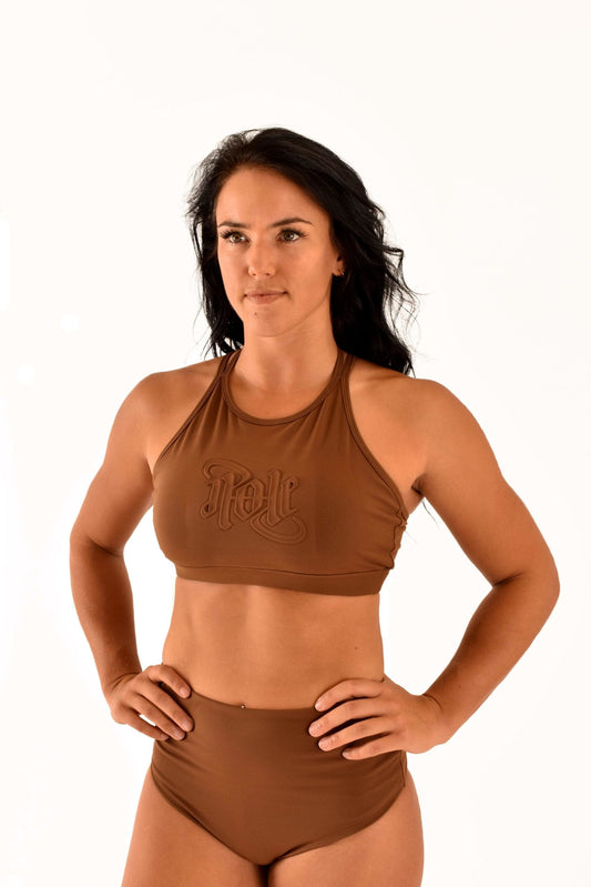 OFF THE POLE EMBOSSED SPORTS BH - MOCHA