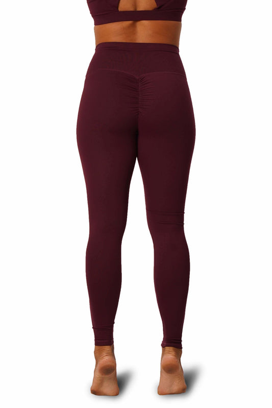 OFF THE POLE SCRUNCH BUTT LEGGINGS - BURGUNDER