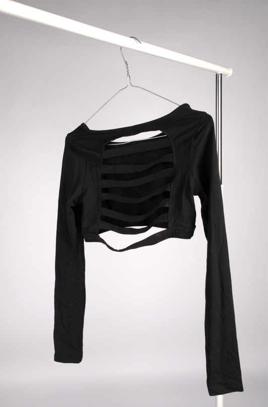 SECOND HAND - OTP SIGNATURE CROP TOPP – SVART
