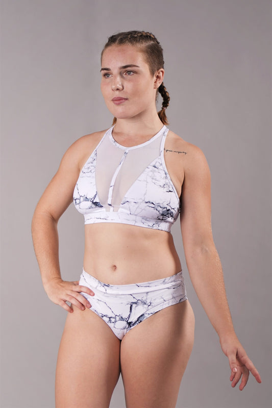 OFF THE POLE MESH TOP- HVIT MARMOR