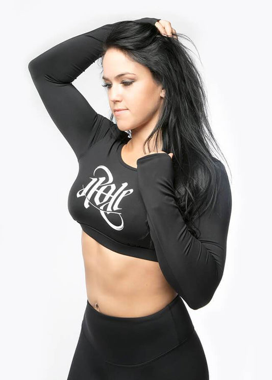 SECOND HAND - OTP SIGNATURE CROP TOPP – SVART