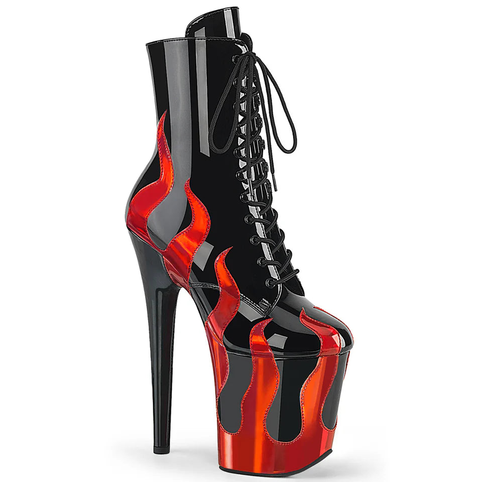 PLEASER FLAMINGO 1020 SVART FLAMME RØD  - 20.3 cm / 8"