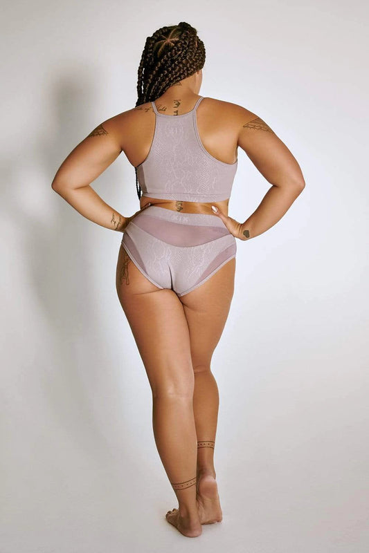 CREATURES OF XIX - GODDESS HIGH WAIST SHORTS- LILAC SNAKE
