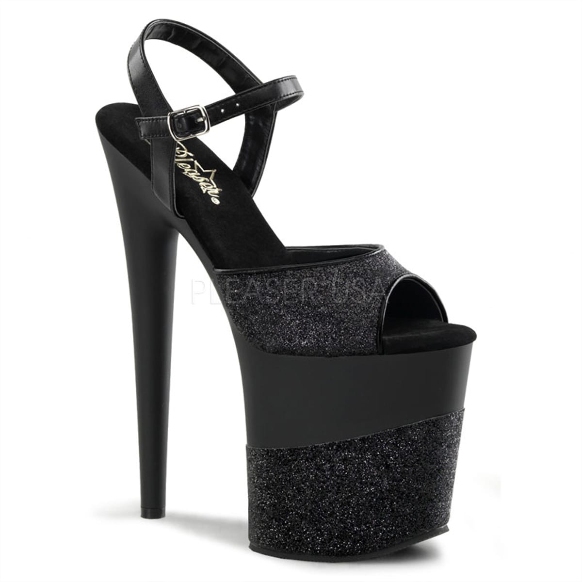 PLEASER FLAMINGO 809 SVART GLITTER - 20.3 cm / 8"