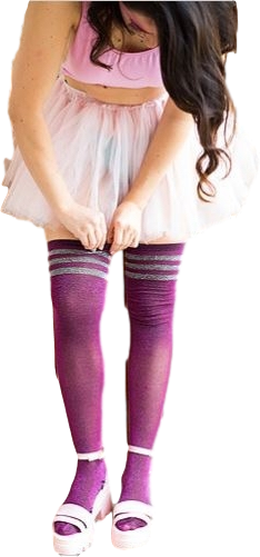 ROLLING BRAND OVERKNEE - FUCHSIA GLITTER M. SØLVSTRIPER